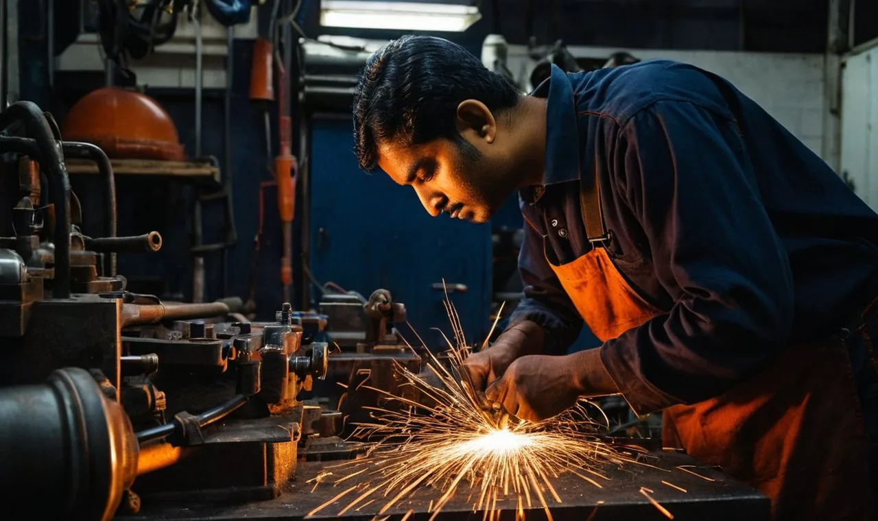 A mechanic at work in a workshop